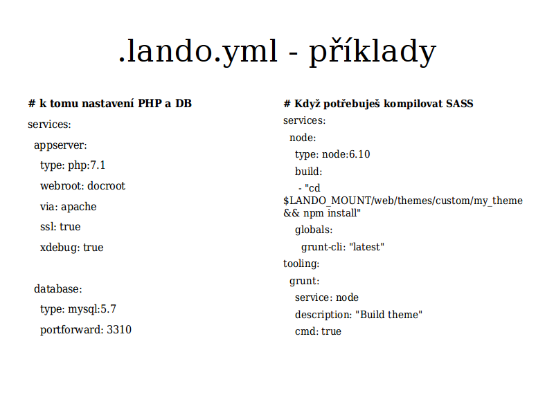 .lando.yml - příklady