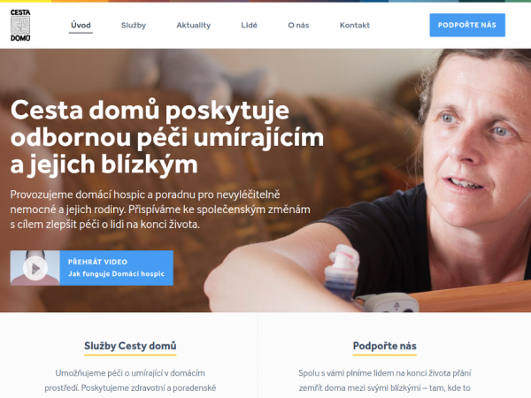 Cesta domů - screenshot homepage