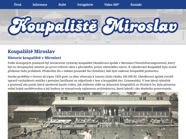 Koupaliště Miroslav - historie